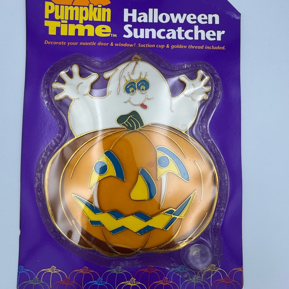 Vintage Sealed HALLOWEEN 90s Sun‎ Hill Hanging Pumpkins Ghost Suncatcher NEW